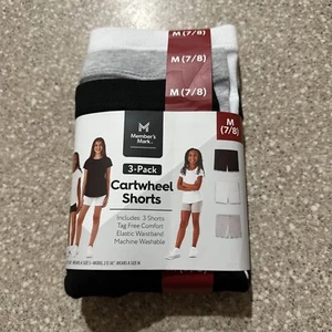 Member's Mark Girls Full-Elastic Waistband Secure Fit Cartwheel Shorts, 3pk - Picture 1 of 2