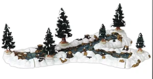 LEMAX 2001 Village Landscape Collection Poly-Resin Extendable Mill Stream Fork - Picture 1 of 2