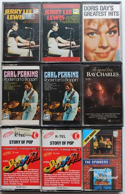 9x 1950s 1960s ROCK 'N' ROLL POP MUSIC CASSETTE TAPE JOB LOT BUNDLE CARL PERKINS - Image 1 of 2