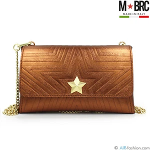 M*BRC design by Massimo Braccialini bronze metallized leather clutch bag purse - Picture 1 of 8