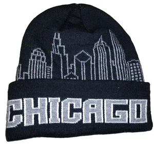 Chicago Skyline bestickte Beanie Winter Chicago Filz wie Innenfutter schwarz/weiß - Bild 1 von 3
