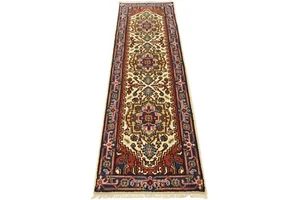 Serapi Runner 2’7” x 8′ Ivory Wool Tribal Hand-Knotted Oriental Rug - Picture 1 of 12