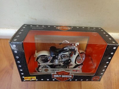 1/18 Maisto Classico 1958 Flh Duo Glide Bianco/Nero Harley Davidson Moto - Immagine 1 di 2