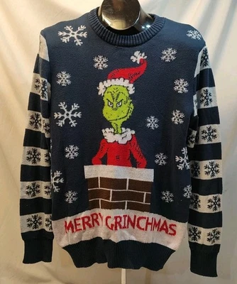 The Grinch Ugly 圣诞毛衣中号 Merry Grinchmas 烟囱雪花 — 第 1/4 张图片