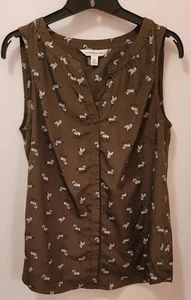 CAMISA MUJER CROFT&BARROW VERDE OLIVA CON CEBRAS TALLA XS - Imagen 1 de 5