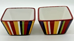 Pampered Chef Simple Additions Set of 2 Square Striped Bowls - Picture 1 of 5
