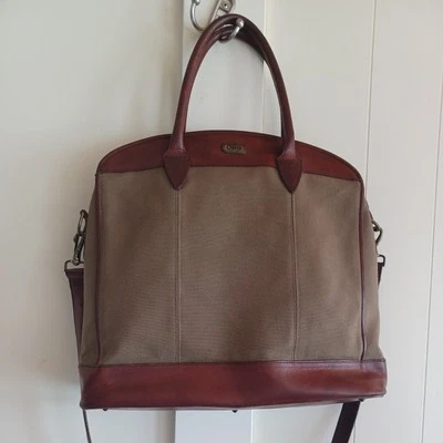 Maletín/bolso mensajero de cuero marrón tostado Orvis con correa para el hombro  Foto 1 de 4