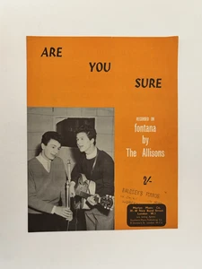 The Allisons Sheet Music Original Vintage Are You Sure Fontana 1961 - Bild 1 von 13