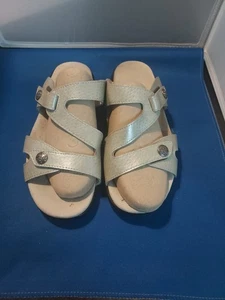 Propet St Lucia W0038 Damen 8 1/2 SLV/grau Leder niedriger Absatz Pantolette Sandale Schuh - Bild 1 von 13