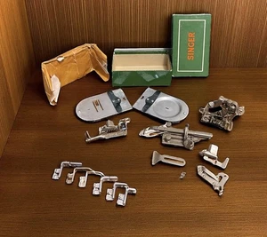 Vtg Singer Presser Foot/Tucker/Needle Plates/Multi Slotted Binder Attachment Lot - Picture 1 of 24