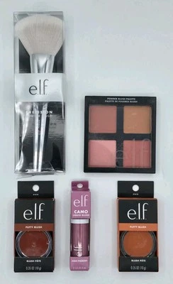 5 Lot NEW e.l.f. Powder Blush Palette Light-Blush&Glow +Powder Brush Putty Blush - Image 1 of 4