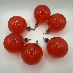 6er Set Vintage WWII 2,25" rote unversilberte Glas Weihnachtsschmuck Papierkappen - Bild 1 von 10