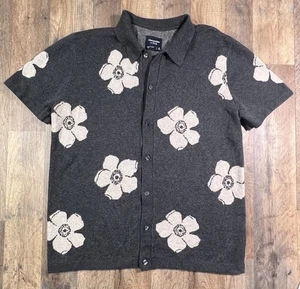 Abercrombie & Fitch Pullover Knopf Retro 70er Strickjacke Polo Blume Floral Medium. - Bild 1 von 7