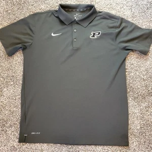 Nike Dri-Fit Polo Uomo Medium Grigio Scuro Purdue Caldaie Golf Performance - Foto 1 di 9