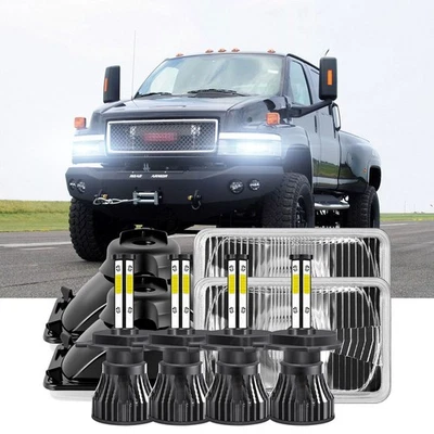4PCS 4x6" LED Headlights for Chevrolet GMC C4500 C5500 Kodiak Topkick 2003-2009 - Image 1 of 4