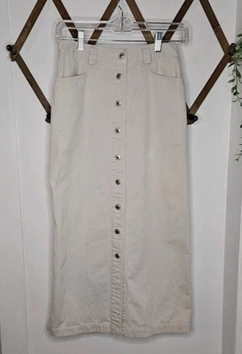 Vintage Marsh Landing Khaki Button Down Maxi Skirt Sz 6 - Image 1 of 4
