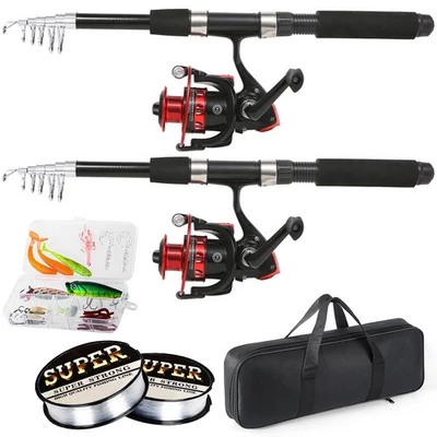 Fishing Rod, 6.9ft 2Pcs Telescopic Fishing Rods Set, Carbon Fiber Fishing Pol... - Image 1 of 4