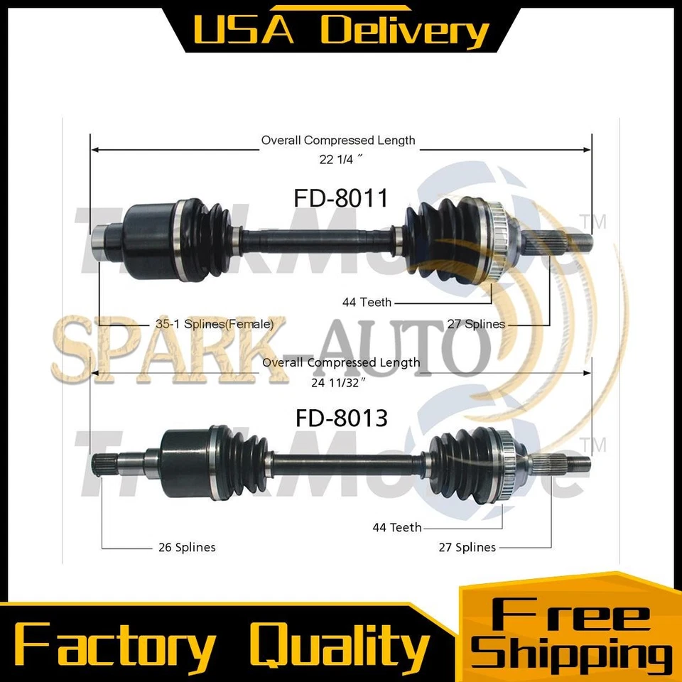 TrakMotive Front CV Joint Axle Shaft Pair Set 2 For Ford Contour 2000 1999 1998 - Image 1 of 3