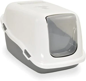 Stilvolle Ella Katzentoilette mit Deckel und Aktivkohlefilter – Grau, 57x39x38cm - Bild 1 von 9