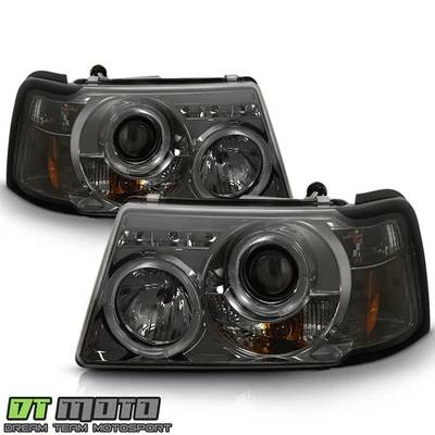 Faros proyectores LED de doble halo para Ford Ranger Smoke 01-11 + lámparas de esquina incorporadas Foto 1 de 4