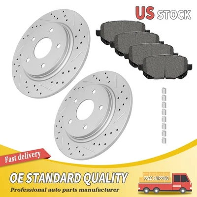 Rear Drilled Brake Rotors Brake Pads For Routan Dodge Grand Caravan Journey - Image 1 of 4