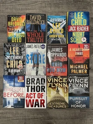 Lot of 12 Books Thrillers Suspense Lee Child Brad Thor Vince Flynn David Baldacc Foto 1 de 4