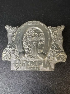 Vintage 1978 Olympia Beer Belt Buckle Bergamot Brass Works – Good Luck Horseshoe - Picture 1 of 7