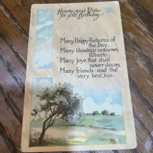 Birthday Wishes Vintage Postcard 1916 Antique - Picture 1 of 2