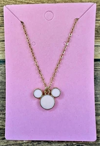 Stainless Steel Gold Cable Chain Necklace 17.75" Pink Mickey Mouse Icon Ears - Picture 1 of 1