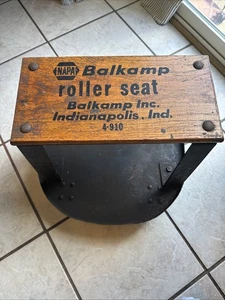 Vintage NAPA Balkamp Indianapolis, IN Rolling Wood/Metal Tool Cart Shop Stool - Picture 1 of 6