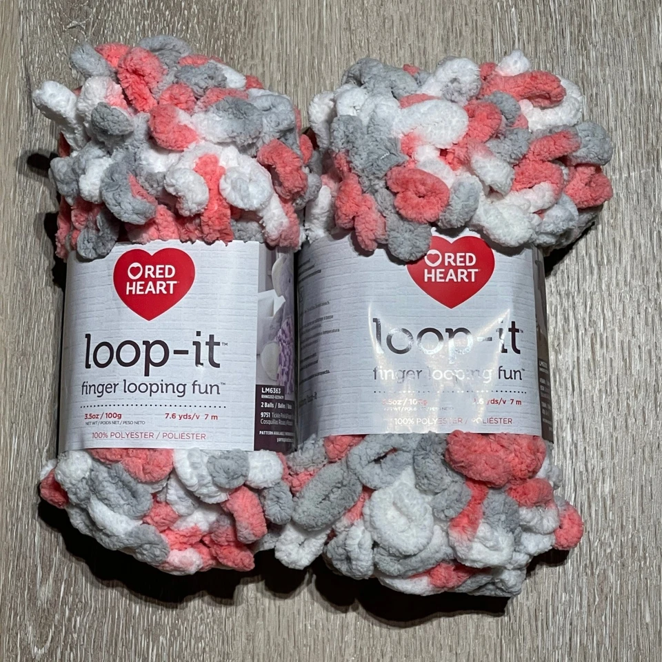 Hilo Red Heart Loop-It Peachy Keen Finger Looping Divertido 2 madejas Nuevo en paquete Foto 1 de 4
