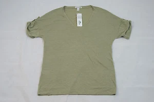 Lacoste grün Leinenmischung Sommer V-Ausschnitt Flügelärmel Shirt Gr 40/8 TF2758 $ 85 neu mit Etikett - Bild 1 von 5