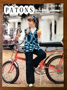 Patons 2121 crochet pattern child DK vintage sleeveless jacket with pockets - Picture 1 of 3