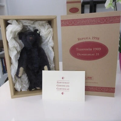 ours STEIFF 35 cm : réplique d'un teddy bear 1909 BLEU FONCE N° 5129/7000 . 1998 - Photo 1/4