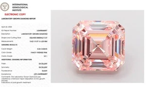 5.03 Asscher Lab Grown Diamond For Engagement Ring IGI Fancy Intense Pink VS1 - Picture 1 of 13