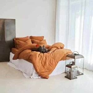 Leinen Bettbezug in Rost Sondergröße King Queen Twin Full All Bedding Civer Set - Bild 1 von 5