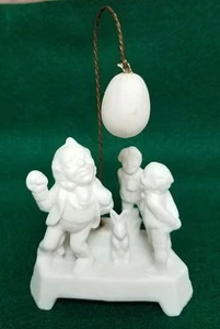 White Bisque Porcelain Victorian Easter Figurine Rabbit Egg - Copyright S.H.B.  - Picture 1 of 8