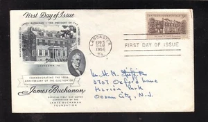Wheatland 1955 Primer Día Cubierta Fundación James Buchanan Cachet Lancaster PA - Imagen 1 de 1