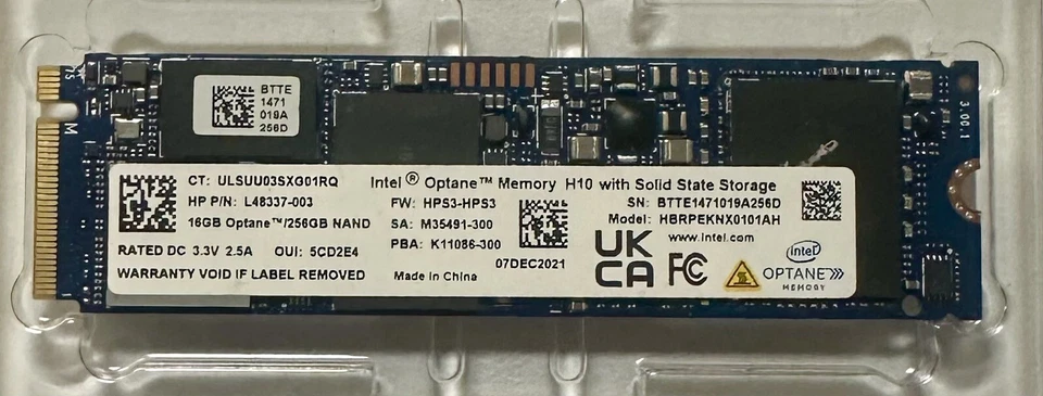 256GB Intel Optane H10 SSD M.2 2280 256GB Nand + 16GB Optane NVME PCIe - Bild 1 von 1