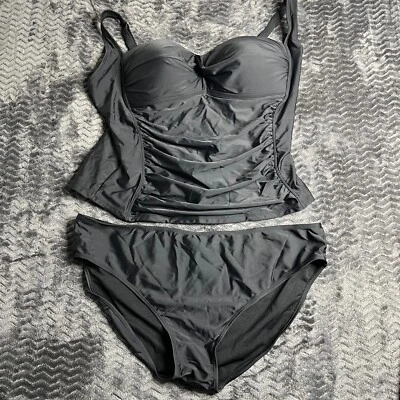 Nicole Miller Studio Women's 2pc Black Tankini & Bottom Set Size 3XL - Image 1 of 4