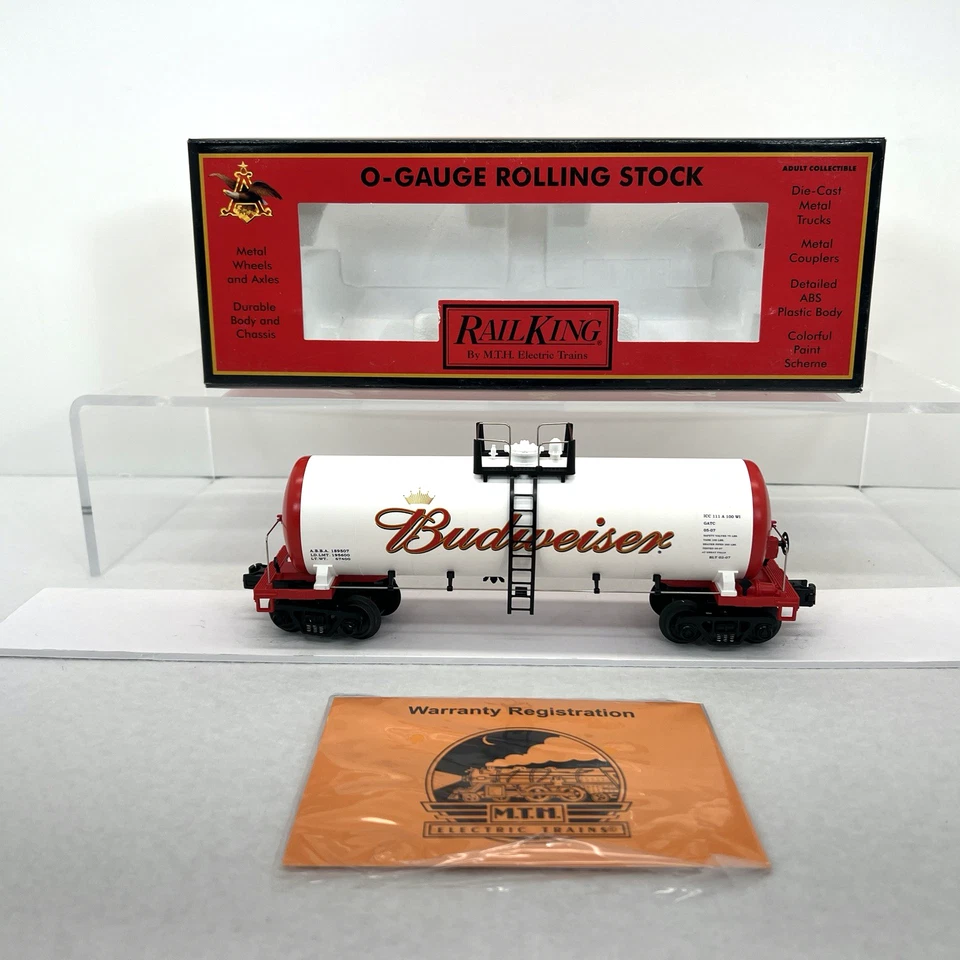 MTH RailKing 30-73226 Anheuser Busch Budweiser Beer Modern Tank Car New O Gauge - Image 1 of 4
