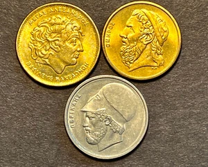 3 GREECE MIXED COIN LOT ALL DIFERENT 1982-1990 - Picture 1 of 6