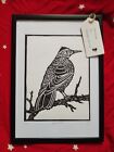 Bird Starling Black Lino Print Framed With Mount (White Frame Option too)