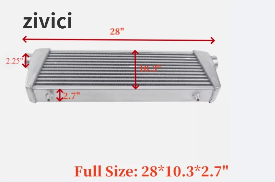2.25" Universal 28"x10"x3" FMIC Front Mount  TURBO Intercooler Aluminum - Image 1 of 4