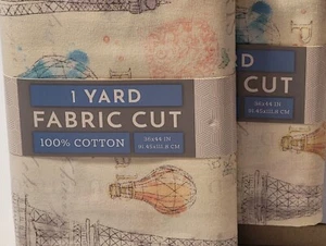 Set 02 ,01 yard each David Textiles Beige Multicolor Paris  Fabric cut 36x44 in  - Picture 1 of 8