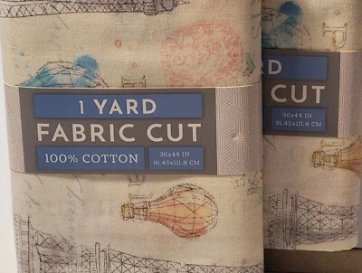 Set 02 ,01 yard each David Textiles Beige Multicolor Paris  Fabric cut 36x44 in  - Image 1 of 4