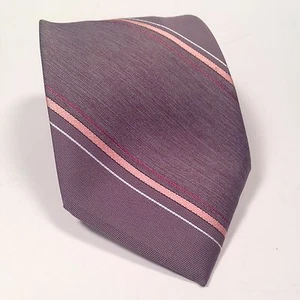 Ketch Striped Brown Pink White Red Neck Tie Mens By Pursuits 100% Polyester Gift - Picture 1 of 5