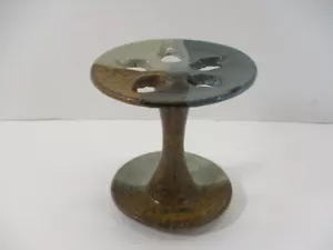 Studio Art Pottery Steingut Blume Zahnbürstenhalter 5 Löcher signiert blau braun - Bild 1 von 15