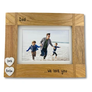 Dad Photo Frame Personalised | Father's Day Birthday | Solid Oak Photo Frame - Picture 1 of 11