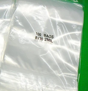8x10 Zip Seal Lock Bags 2mil Clear Plastic Reclosable 2 Mil 8" x 10" Bags 1200 - Picture 1 of 5